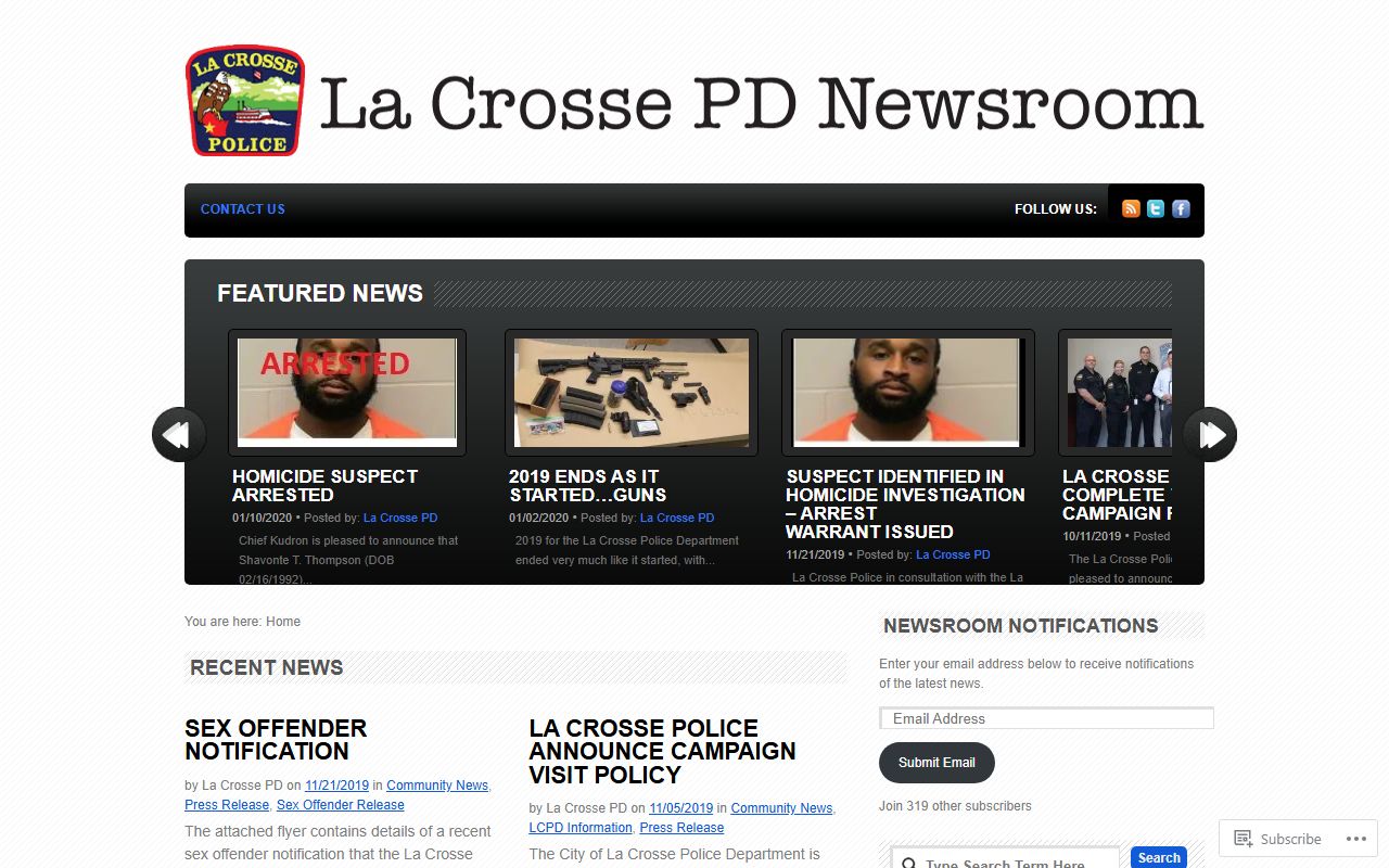 La Crosse sex offenders police notification page