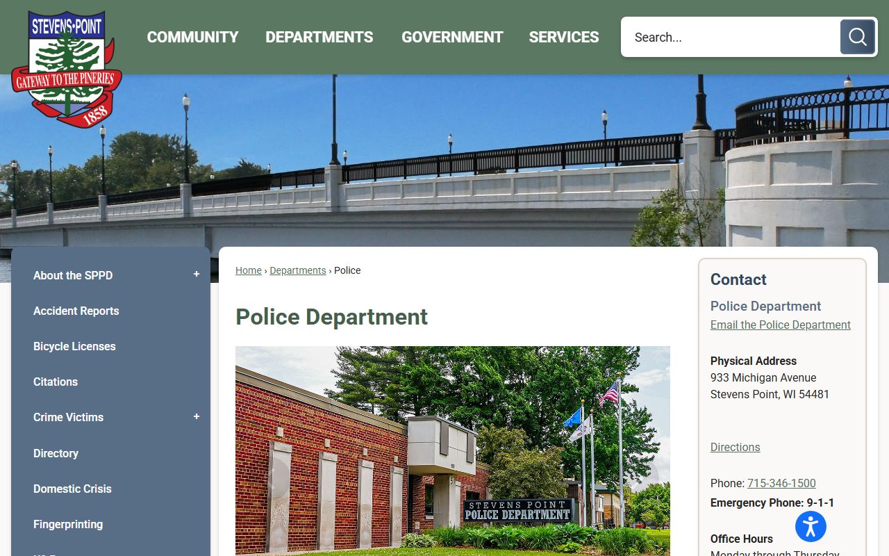 Stevens Point sex offenders police department page