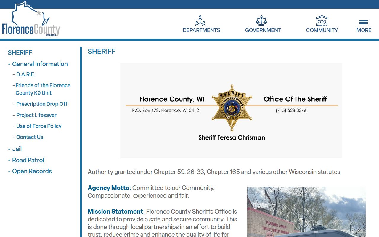Florence County sex offenders sheriff records page