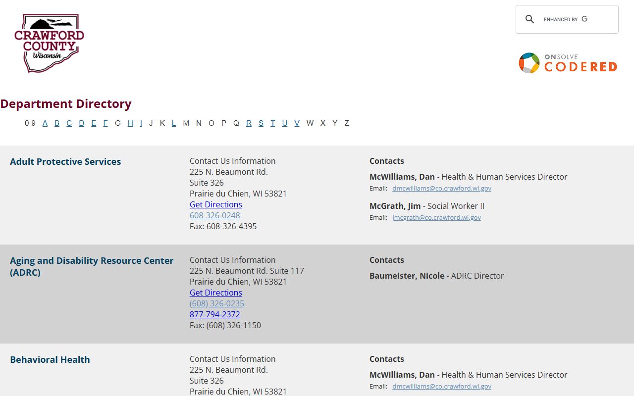 Crawford County sex offenders clerk of courts page