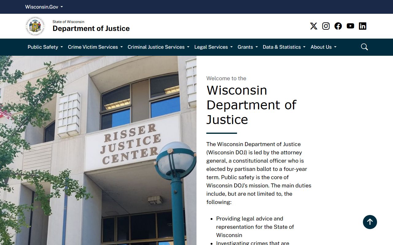 Wisconsin sex offenders DOJ Crime Information Bureau page