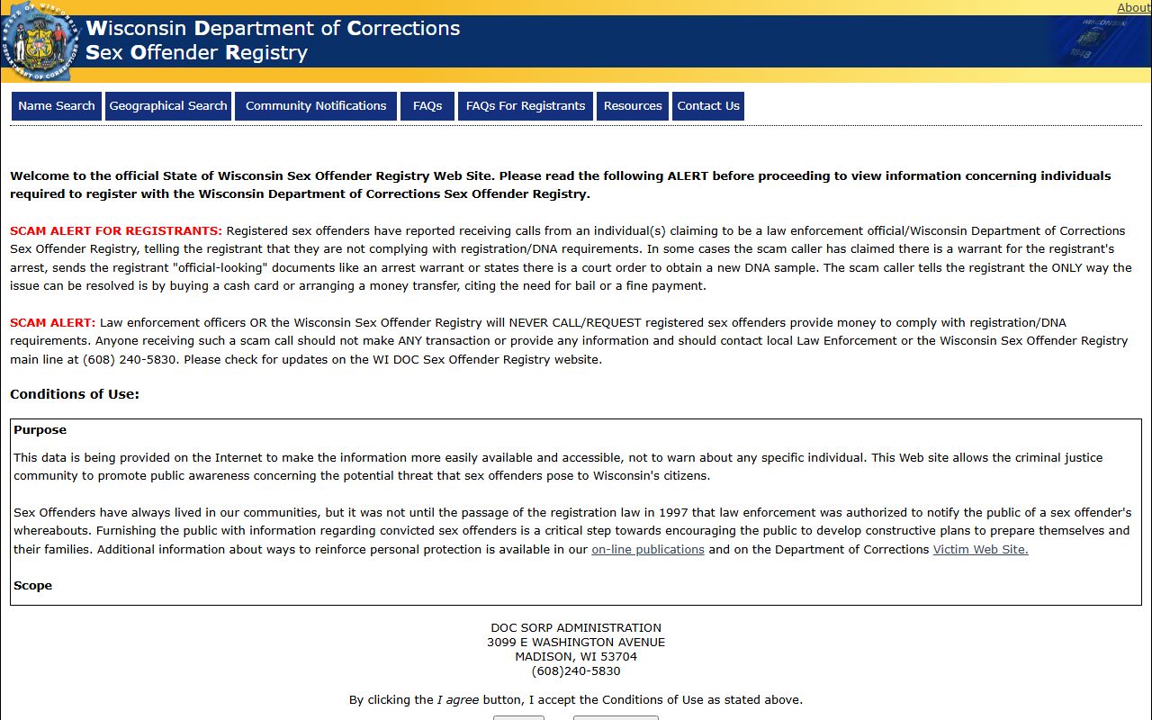 Wisconsin sex offenders registry search screen